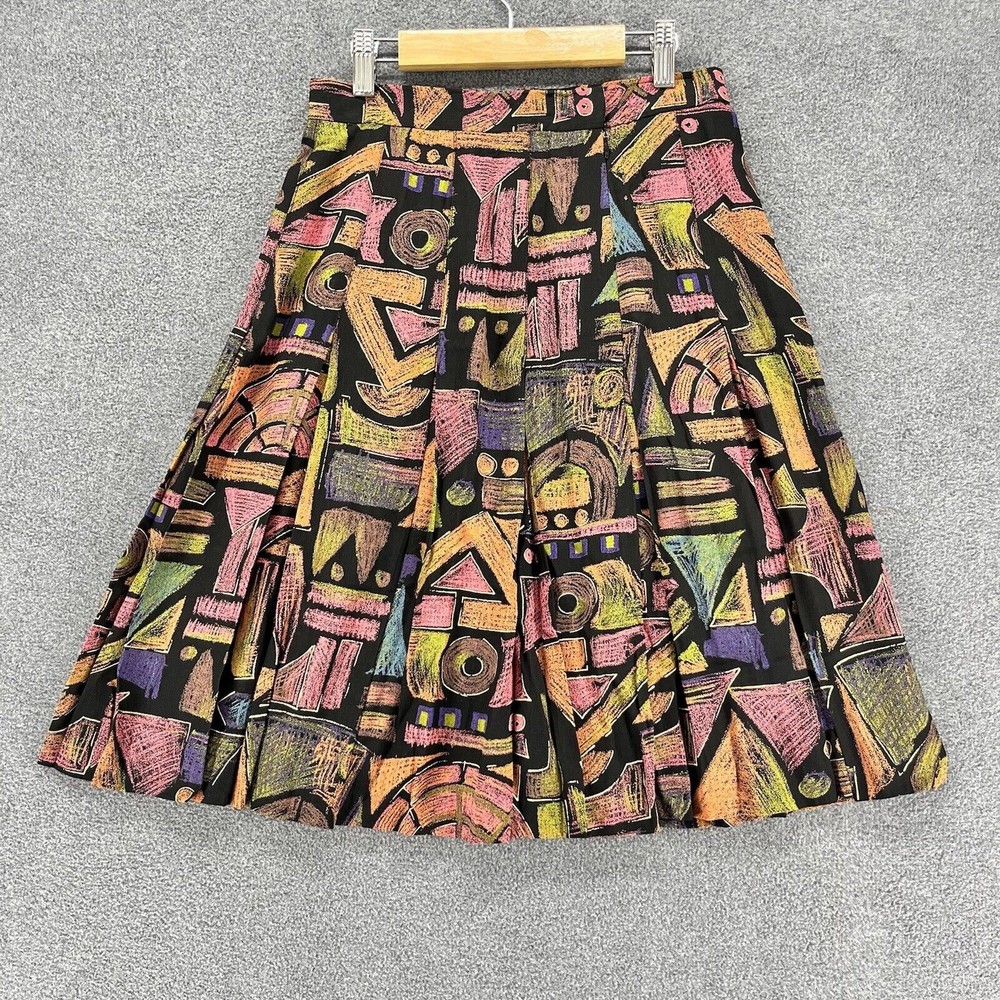 Gianni Skirt womens Size 6 Multicolor Geometric Print‎ Knee Length Flared